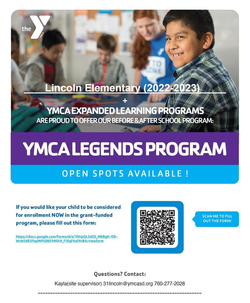 YMCA Legends program - space available!