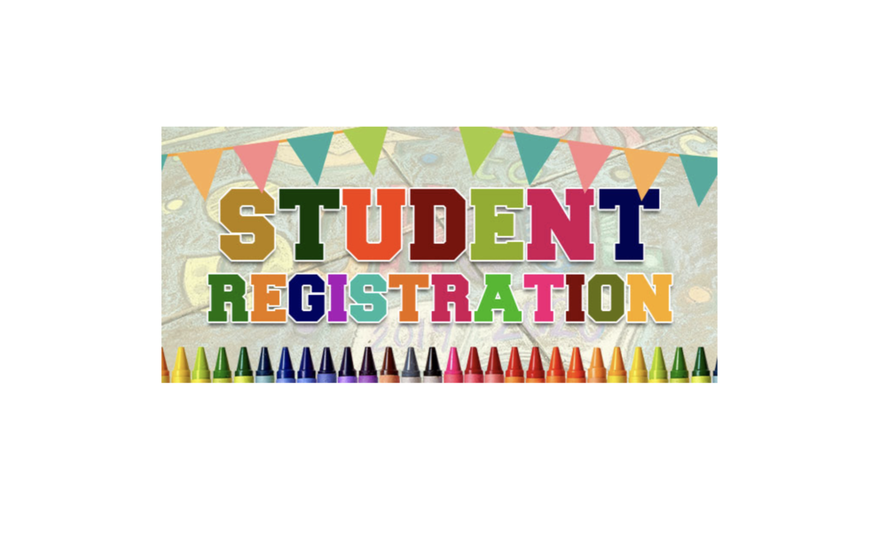 Student Registration Banner with crayons