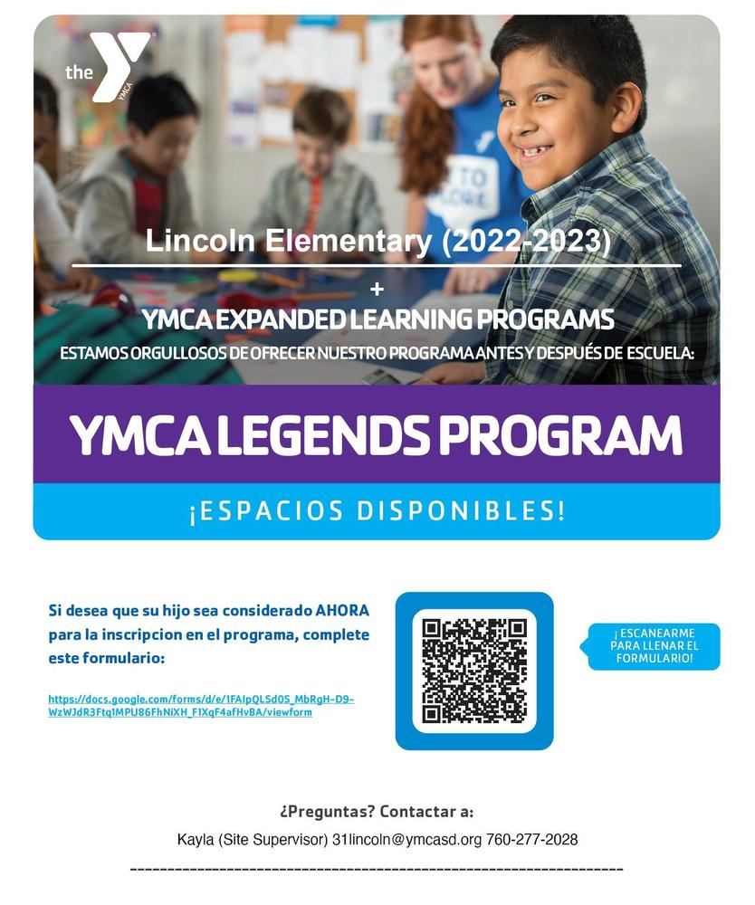 ​¡​Hay espacio para inscripción en el programa YMCA Legends! 