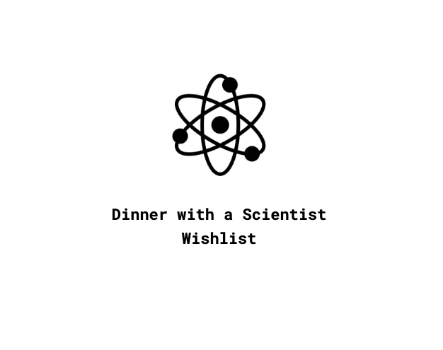 Dinner with a Scientist txt with atom logo