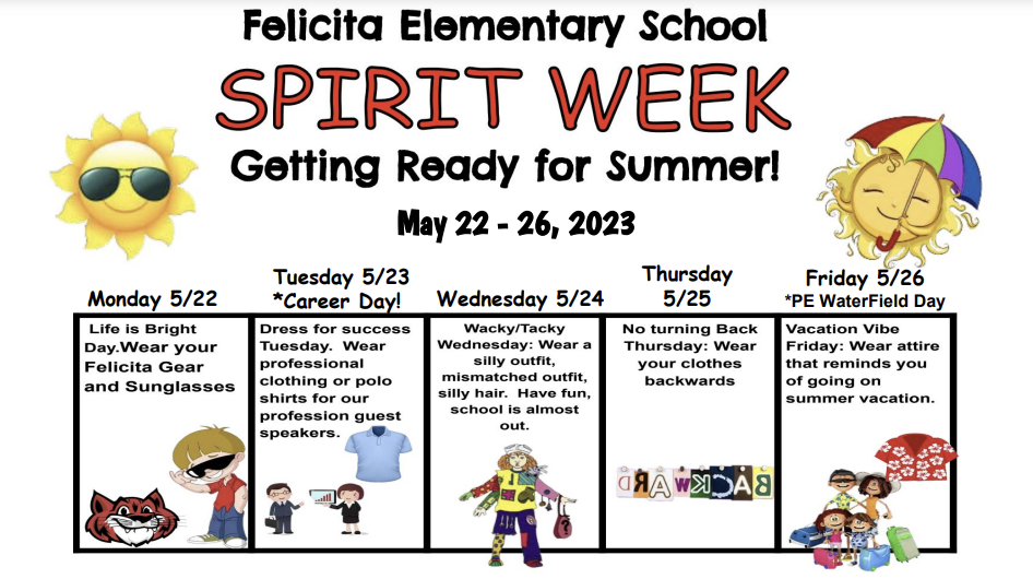 Spirit Week May 22-26!