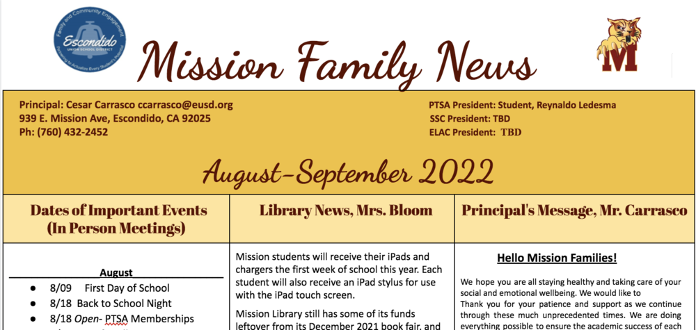 Mission Family Newsletter