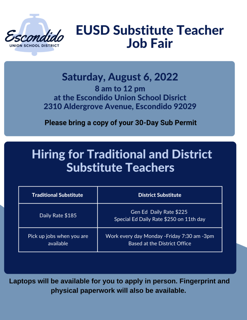 blue and white flyer with job fair details