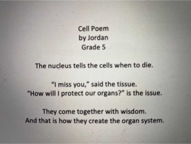 poem about cell vocabulary